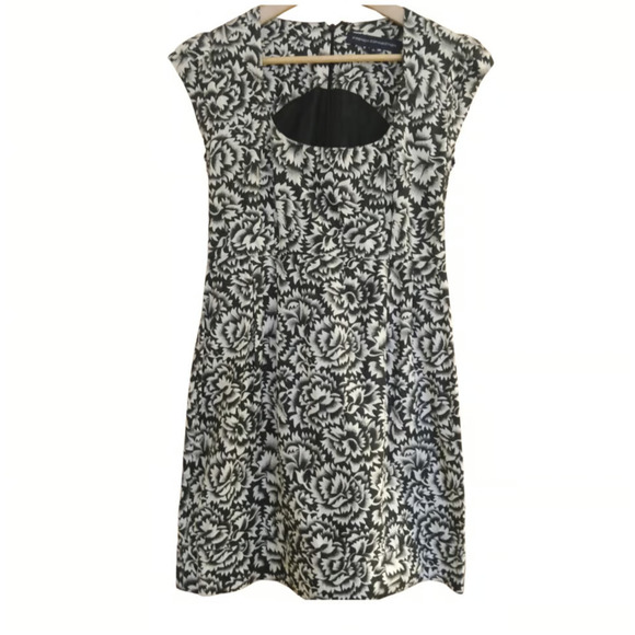 French Connection Mini Dress Floral Jacquard Rose Print Daisy Print Mini Dress - Picture 9 of 10